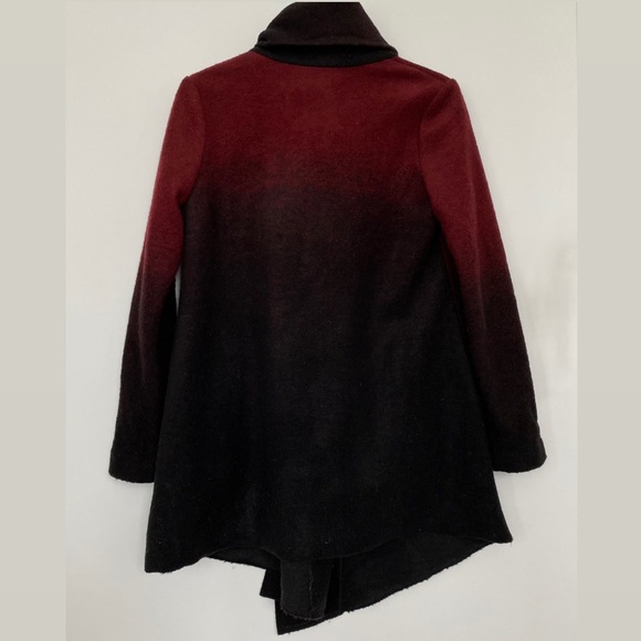 BB Dakota Red and Black Ombre Fuzzy Melton Coat - Picture 5 of 12